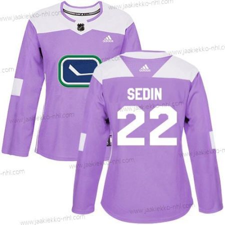 Adidas Naisten Vancouver Canucks #22 Daniel Sedin Violetti Aito Taistelee syöpää vastaan Ommeltu NHL Paita