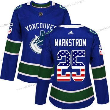 Adidas Naisten Vancouver Canucks #25 Jacob Markstrom Sininen Kotiottelupaita Aito USA Flag Ommeltu NHL Paita