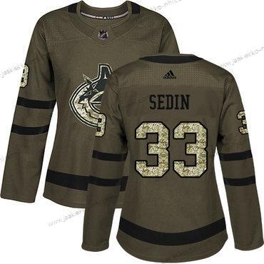 Adidas Naisten Vancouver Canucks #33 Henrik Sedin Vihreä Salute to Service Ommeltu NHL Paita