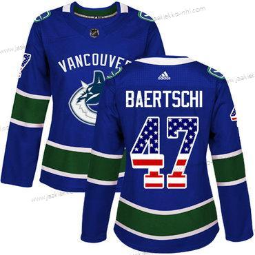 Adidas Naisten Vancouver Canucks #47 Sven Baertschi Sininen Kotiottelupaita Aito USA Flag Ommeltu NHL Paita