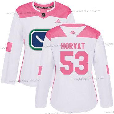 Adidas Naisten Vancouver Canucks #53 Bo Horvat Valkoinen Pinkki Aito Ommeltu NHL Paita