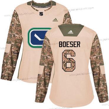 Adidas Naisten Vancouver Canucks #6 Brock Boeser Maastokuvio Aito 2017 Veterans Day Ommeltu NHL Paita