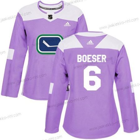 Adidas Naisten Vancouver Canucks #6 Brock Boeser Violetti Aito Taistelee syöpää vastaan Ommeltu NHL Paita