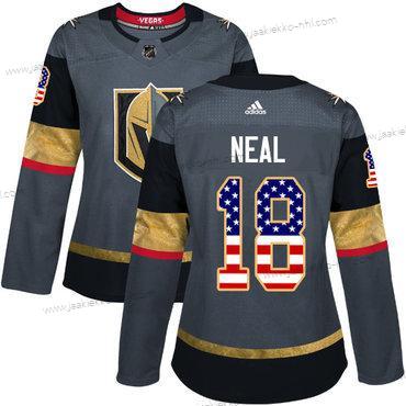 Adidas Naisten Vegas Golden Knights #18 James Neal Harmaa Kotiottelupaita Aito USA Flag Ommeltu NHL Paita