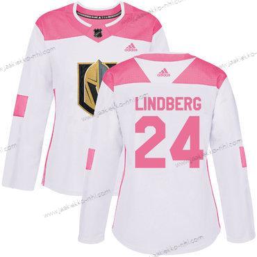 Adidas Naisten Vegas Golden Knights #24 Oscar Lindberg Valkoinen Pinkki Aito Ommeltu NHL Paita