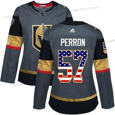 Adidas Naisten Vegas Golden Knights #57 David Perron Harmaa Kotiottelupaita Aito USA Flag Ommeltu NHL Paita