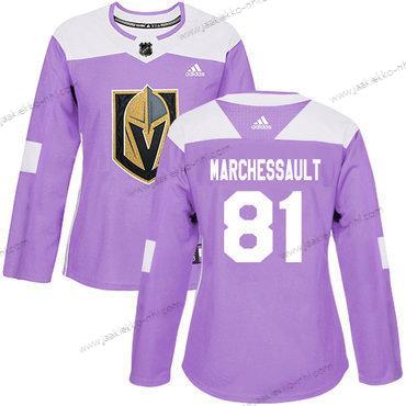 Adidas Naisten Vegas Golden Knights #81 Jonathan Marchessault Violetti Aito Taistelee syöpää vastaan Ommeltu NHL Paita