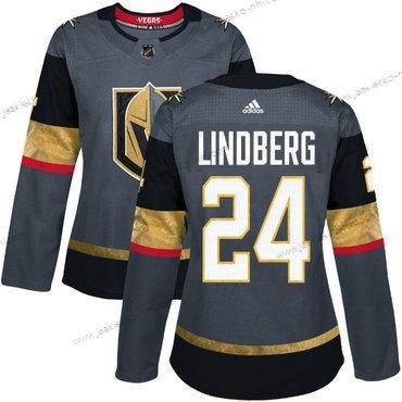 Adidas Naisten Vegas Kultaen Vegas Golden Knights #24 Oscar Lindberg Harmaa Kotiottelupaita Aito Ommeltu NHL Paita