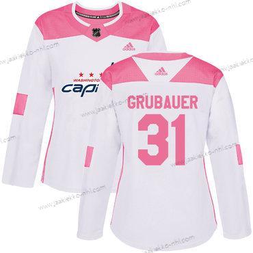 Adidas Naisten Washington Capitals #31 Philipp Grubauer Valkoinen Pinkki Aito Ommeltu NHL Paita