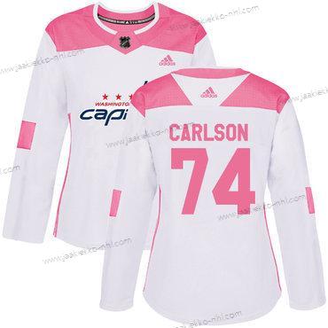 Adidas Naisten Washington Capitals #74 John Carlson Valkoinen Pinkki Aito Ommeltu NHL Paita