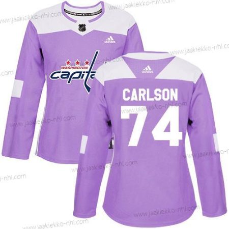 Adidas Naisten Washington Capitals #74 John Carlson Violetti Aito Taistelee syöpää vastaan Ommeltu NHL Paita