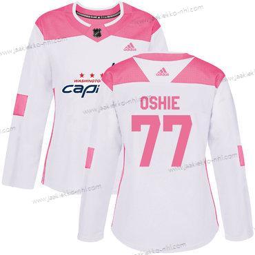 Adidas Naisten Washington Capitals #77 T. J. Oshie Valkoinen Pinkki Aito Ommeltu NHL Paita