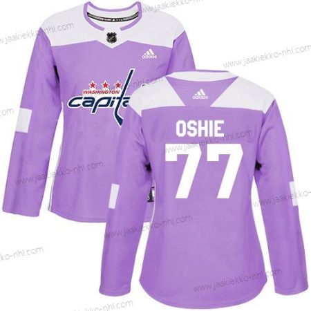 Adidas Naisten Washington Capitals #77 T. J. Oshie Violetti Aito Taistelee syöpää vastaan Ommeltu NHL Paita