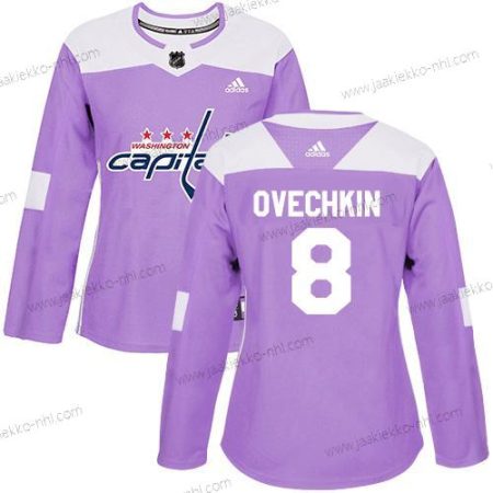 Adidas Naisten Washington Capitals #8 Alex Ovechkin Violetti Aito Taistelee syöpää vastaan Ommeltu NHL Paita