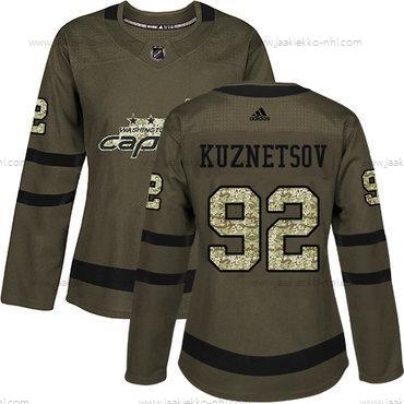 Adidas Naisten Washington Capitals #92 Evgeny Kuznetsov Vihreä Salute to Service Ommeltu NHL Paita