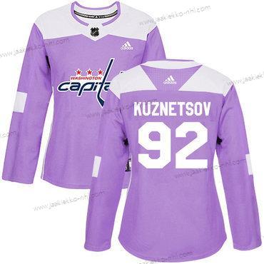 Adidas Naisten Washington Capitals #92 Evgeny Kuznetsov Violetti Aito Taistelee syöpää vastaan Ommeltu NHL Paita