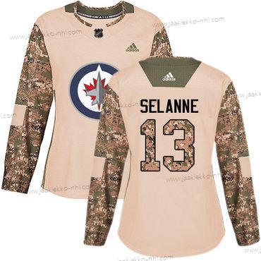 Adidas Naisten Winnipeg Jets #13 Teemu Selanne Maastokuvio Aito 2017 Veterans Day Ommeltu NHL Paita