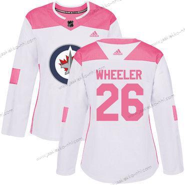 Adidas Naisten Winnipeg Jets #26 Blake Wheeler Valkoinen Pinkki Aito Ommeltu NHL Paita