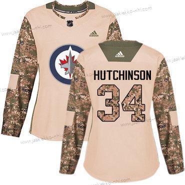 Adidas Naisten Winnipeg Jets #34 Michael Hutchinson Maastokuvio Aito 2017 Veterans Day Ommeltu NHL Paita