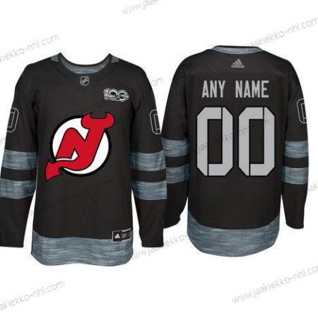 Adidas New Jersey Devils Mukautettu Musta 1917-2017 100th Vuosipäivä Ommeltu NHL Paita