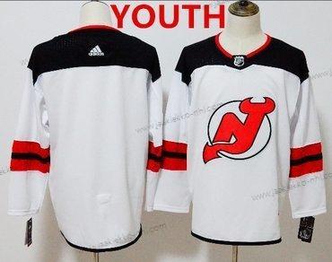 Adidas New Jersey Devils Mukautettu Valkoinen Kotiottelupaita Aito Ommeltu 2017-2018 NHL Paita