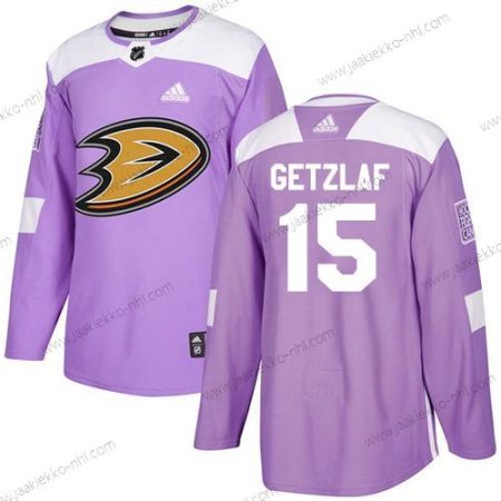 Adidas Nuoret Anaheim Ducks #15 Ryan Getzlaf Violetti Aito Taistelee syöpää vastaan Ommeltu NHL Paita