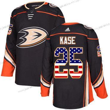 Adidas Nuoret Anaheim Ducks #25 Ondrej Kase Musta Kotiottelupaita Aito USA Flag Ommeltu NHL Paita