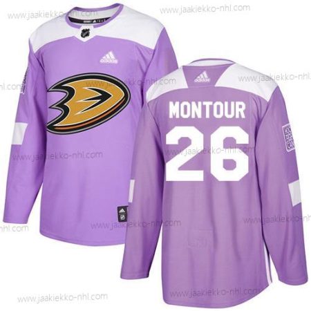 Adidas Nuoret Anaheim Ducks #26 Brandon Montour Violetti Aito Taistelee syöpää vastaan Ommeltu NHL Paita