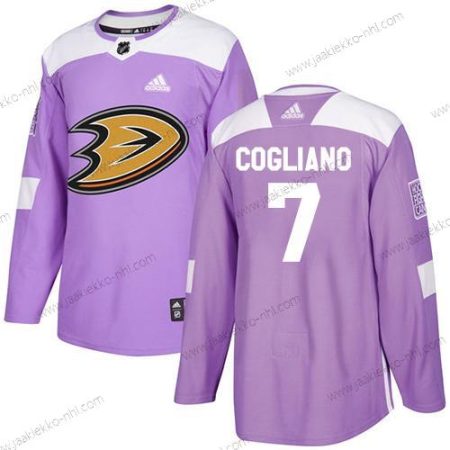 Adidas Nuoret Anaheim Ducks #7 Andrew Cogliano Violetti Aito Taistelee syöpää vastaan Ommeltu NHL Paita