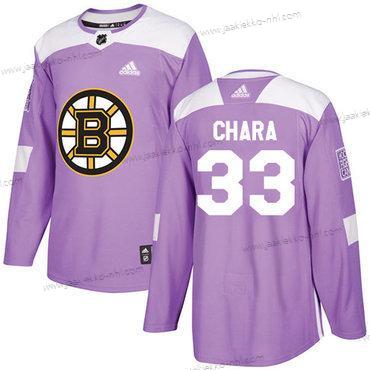 Adidas Nuoret Boston Bruins #33 Zdeno Chara Violetti Aito Taistelee syöpää vastaan Ommeltu NHL Paita