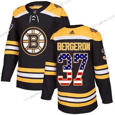 Adidas Nuoret Boston Bruins #37 Patrice Bergeron Musta Kotiottelupaita Aito USA Flag Ommeltu NHL Paita