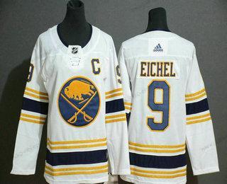 Adidas Nuoret Buffalo Sabres #9 Jack Eichel Valkoinen With Kulta C Patch And 50Th Vuosipäivä Ommeltu NHL Paita