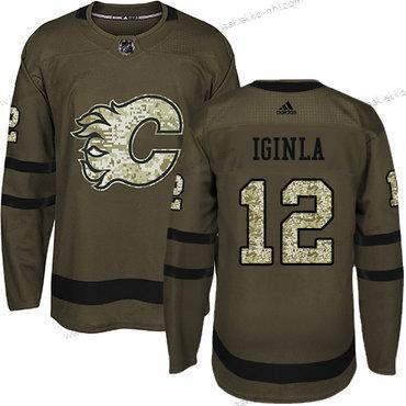 Adidas Nuoret Calgary Flames #12 Jarome Iginla Vihreä Salute to Service Ommeltu NHL Paita