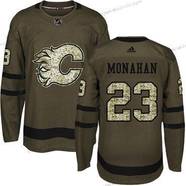 Adidas Nuoret Calgary Flames #23 Sean Monahan Vihreä Salute to Service Ommeltu NHL Paita