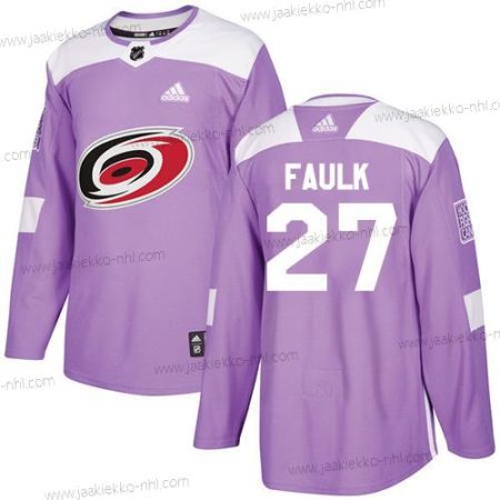 Adidas Nuoret Carolina Hurricanes #27 Justin Faulk Violetti Aito Taistelee syöpää vastaan Ommeltu NHL Paita