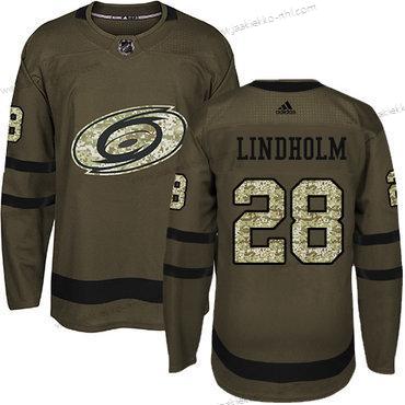 Adidas Nuoret Carolina Hurricanes #28 Elias Lindholm Vihreä Salute to Service Ommeltu NHL Paita