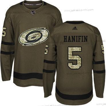 Adidas Nuoret Carolina Hurricanes #5 Noah Hanifin Vihreä Salute to Service Ommeltu NHL Paita