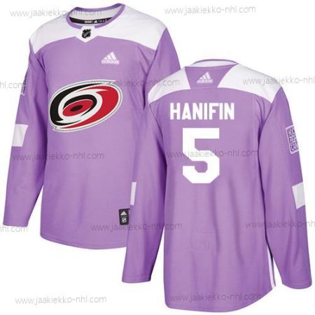 Adidas Nuoret Carolina Hurricanes #5 Noah Hanifin Violetti Aito Taistelee syöpää vastaan Ommeltu NHL Paita