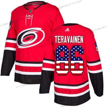 Adidas Nuoret Carolina Hurricanes #86 Teuvo Teravainen Punainen Kotiottelupaita Aito USA Flag Ommeltu NHL Paita