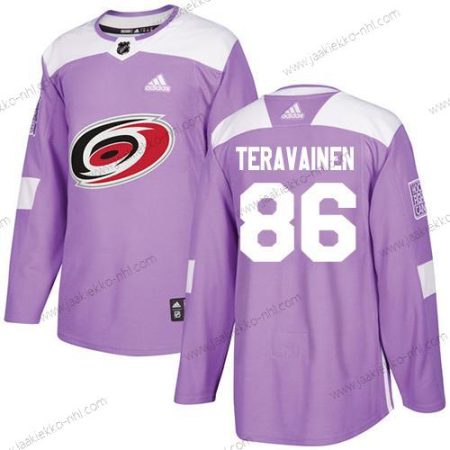 Adidas Nuoret Carolina Hurricanes #86 Teuvo Teravainen Violetti Aito Taistelee syöpää vastaan Ommeltu NHL Paita