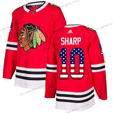 Adidas Nuoret Chicago Blackhawks #10 Patrick Sharp Punainen Kotiottelupaita Aito USA Flag Ommeltu NHL Paita