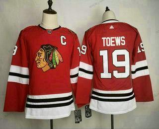 Adidas Nuoret Chicago Blackhawks #19 Jonathan Toews Kotiottelupaita Aito Punainen Pelaaja Paita