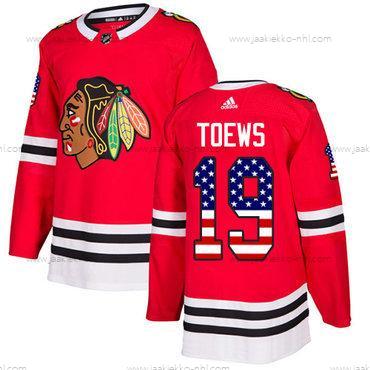 Adidas Nuoret Chicago Blackhawks #19 Jonathan Toews Punainen Kotiottelupaita Aito USA Flag Ommeltu NHL Paita