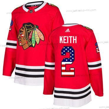 Adidas Nuoret Chicago Blackhawks #2 Duncan Keith Punainen Kotiottelupaita Aito USA Flag Ommeltu NHL Paita