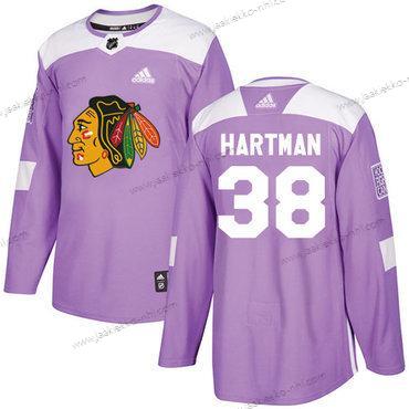 Adidas Nuoret Chicago Blackhawks #38 Ryan Hartman Violetti Aito Taistelee syöpää vastaan Ommeltu NHL Paita