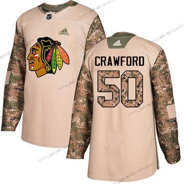 Adidas Nuoret Chicago Blackhawks #50 Corey Crawford Maastokuvio Aito 2017 Veterans Day Ommeltu NHL Paita