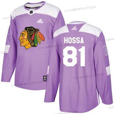 Adidas Nuoret Chicago Blackhawks #81 Marian Hossa Violetti Aito Taistelee syöpää vastaan Ommeltu NHL Paita