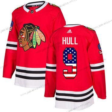 Adidas Nuoret Chicago Blackhawks #9 Bobby Hull Punainen Kotiottelupaita Aito USA Flag Ommeltu NHL Paita