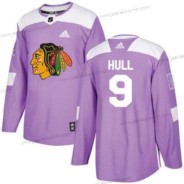 Adidas Nuoret Chicago Blackhawks #9 Bobby Hull Violetti Aito Taistelee syöpää vastaan Ommeltu NHL Paita