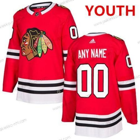 Adidas Nuoret Chicago Blackhawks Mukautettu Aito Punainen Kotiottelupaita NHL Paita